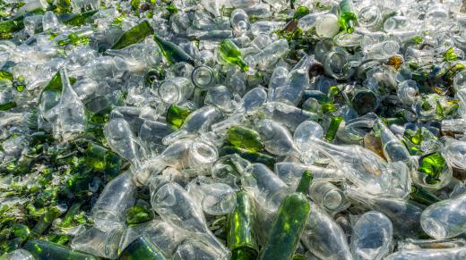 Discarded glass can be repurposed and made into a beautiful countertop.