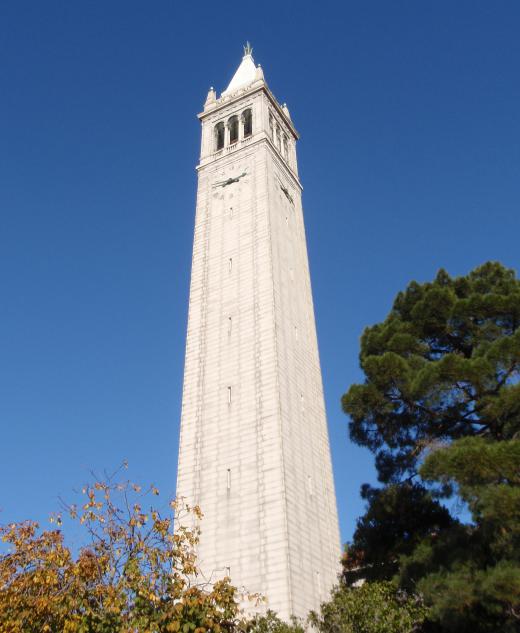 Sather Tower at the University of California, Berkeley. Berkelium was named for the university.