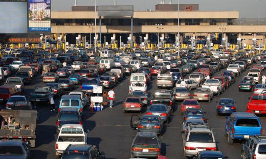 A border checkpoint is an area on the border of two countries where people may pass back and forth between the neighboring nations.