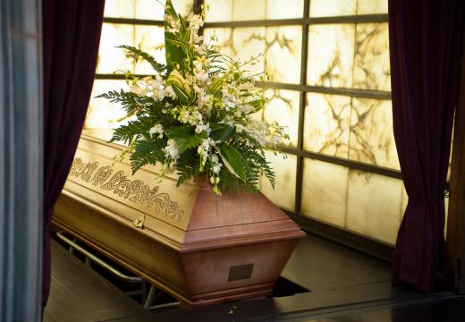 Funeral parlors often have a variety of caskets for sale.