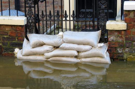 Sandbags can be used to build temporary barriers if flooding occurs.