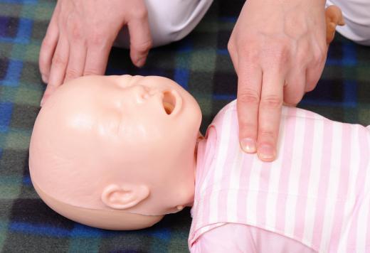 Infant manikins help people learn infant CPR.