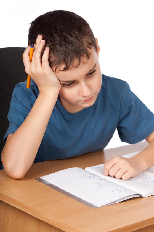 A child doing math homework.