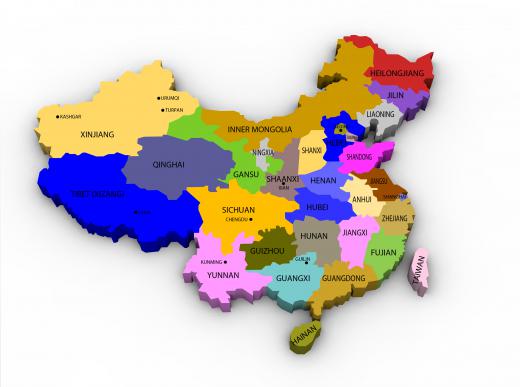 A map of the provinces in China.