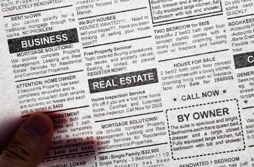 For rent ads can be placed in the real estate portion of a newspaper's classified ads section.