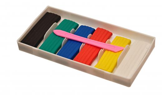 Colored polymer modeling clay can be used to teach number recognition.