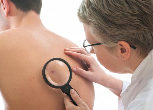 Skin-related conditions are diagnosed by dermatologists at a dermatology clinic.