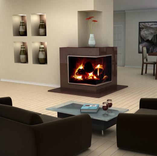 A fireplace with a minimalist surround.