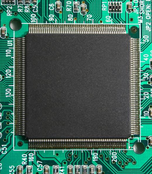 A dual core CPU mounted to a motherboard.