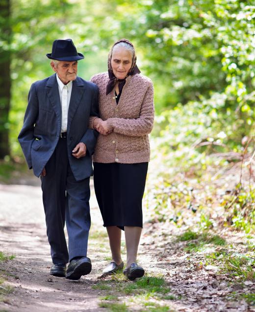 Walking is a healthy exercise for the elderly and may help decrease pain.