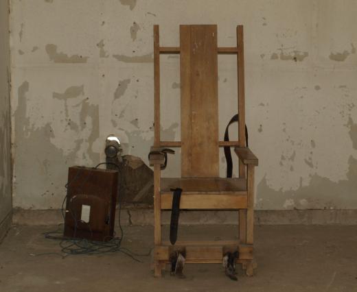 An electric chair in the former Louisiana State execution chamber.