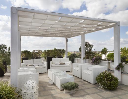 Patio blocks are used to form the flooring of a patio.