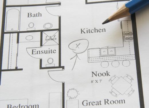 Home floor plans are drawn to scale with measurements for each room.