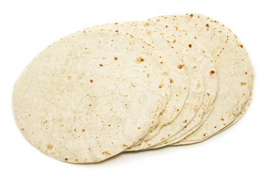 Tortillas, one of the ingredients in bean burritos.