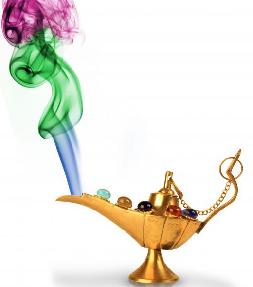 In the traditional telling of "Aladdin", the protagonist was aided by a genie that emerged from an oil lamp.