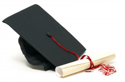 A diploma and mortarboard.