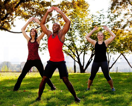 Jumping jacks can be part of aerobics circuit training.