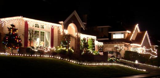 A lawn decorated for Christmas.