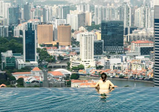 When positioned high up on a building, hill or cliff, infinity pools can offer spectacular views.