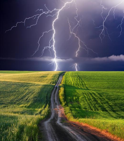 Storms and lightning often precede a tornado.