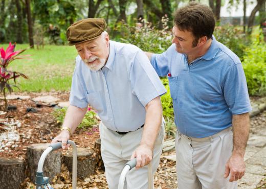 Staff members may offer physical support when residents need to move around.