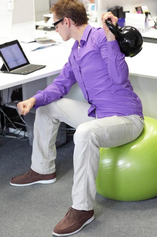 It's become common for exercise balls to be used as office chairs.