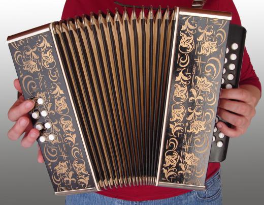 A button accordion features buttons instead of piano keys for playing melodies.