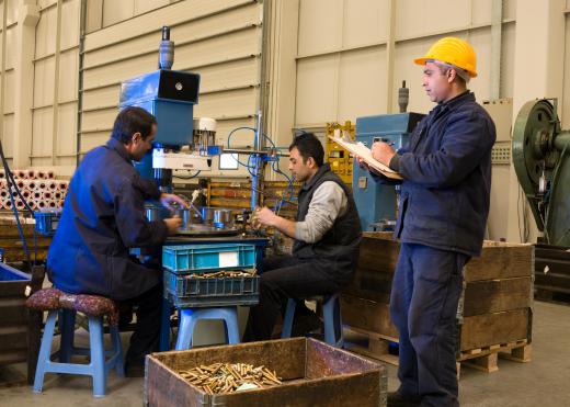 Many metallurgical engineers oversee work on products made of metal in a manufacturing facility.