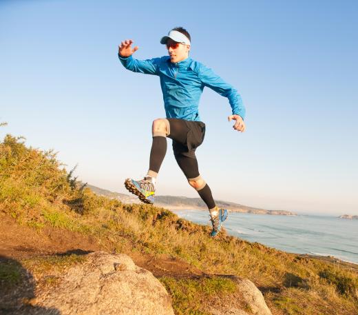 Mountain running, a variation of cross-country running, typically involves uphill and downhill jogs.