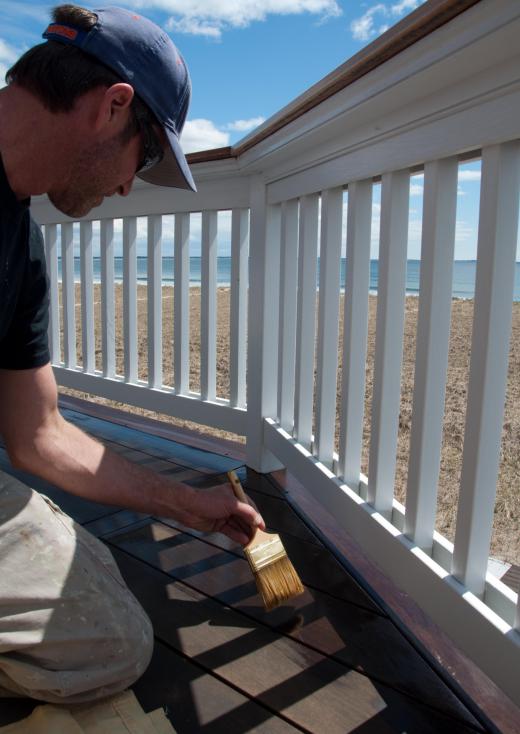 Deck sealant can be applied to a clean deck, helping to repel water and prevent fading.