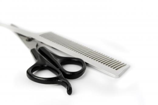 Barber equipment includes combs and scissors.