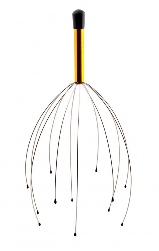 A scalp massager may be used to help relieve stress.