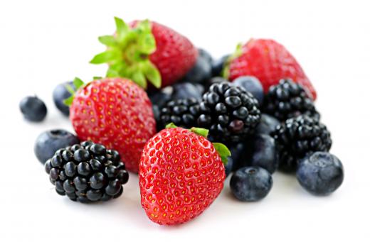 Strawberries, blueberries, and blackberries.