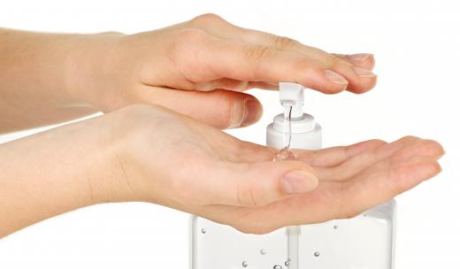 Wholesale hand sanitizer may be purchased in large pump bottles.