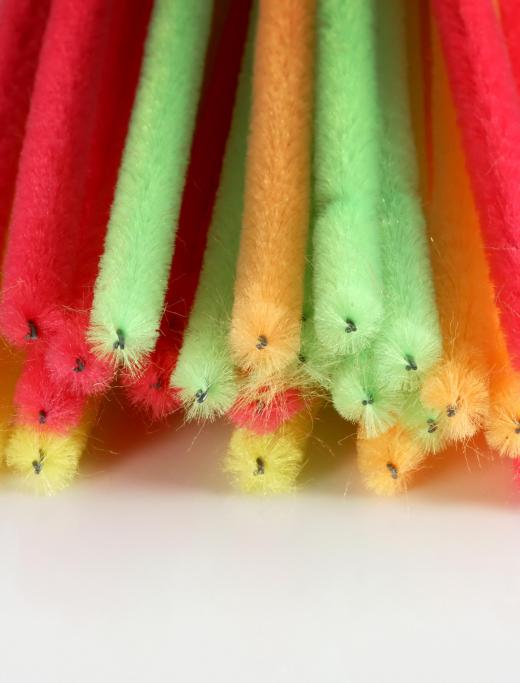 Pipe cleaners come in a variety of colors and can be used in many crafts.