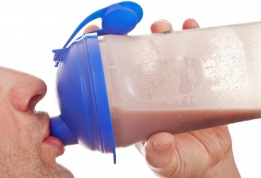 Powder or soy milk can be used in a soy protein shake.