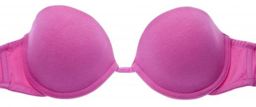 A purple strapless bra, which can be worn with a slip dress.