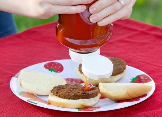 Condiments may be sold as being a great compliment to a hamburger.