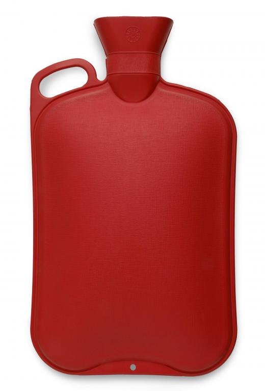 A hot water bottle, which can be used with a castor oil pack.