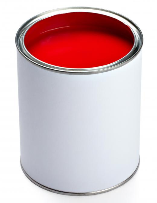 A can of red paint.