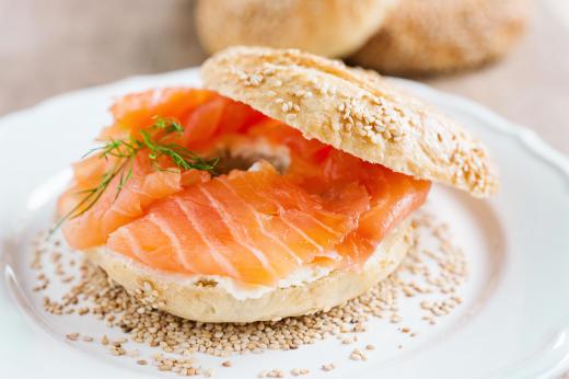 Smoked salmon bagels are typically eaten at breakfast or brunch.