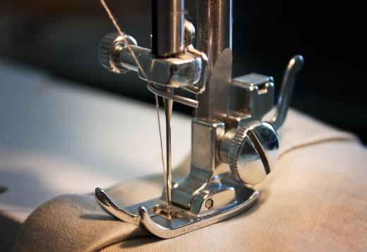 The presser foot holds fabric in place on a sewing machine.