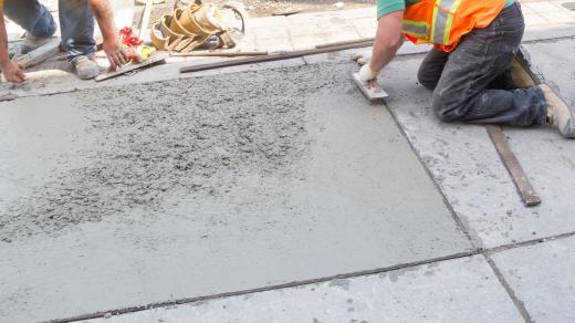 Poured cement is used to make side walks and patios.