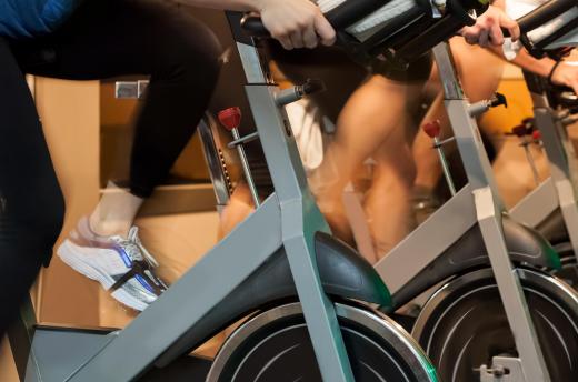 Indoor cycles are employed in Spinning® classes.