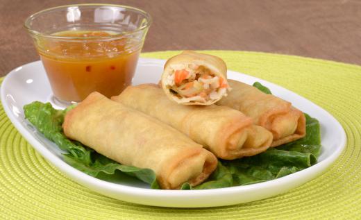 Spring rolls sometimes contain glass noodles.