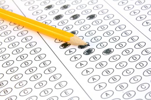 A typical answer sheet for a multiple choice standardized test, like the ACT.