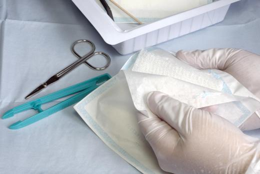 Sterile gauze is used as a dressing for the area around a suprapubic catheterization.