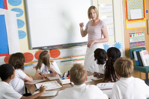 A primary school teacher working.