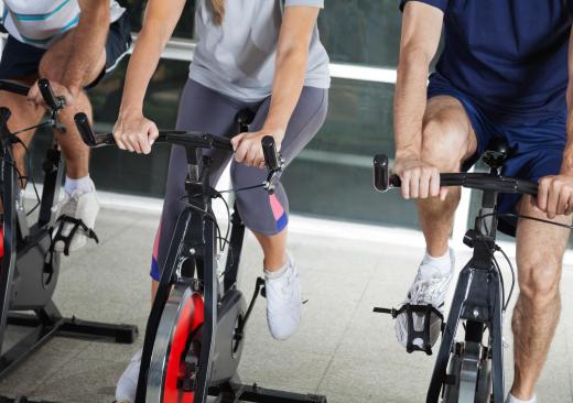 A stationary bike may help strengthen the muscles of the affected leg.