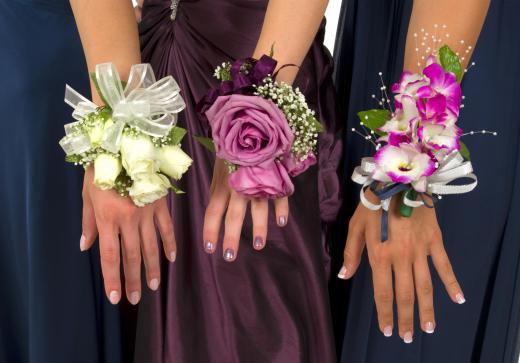 A corsage is generally worn for prom, and compliments the color and style of a dress.